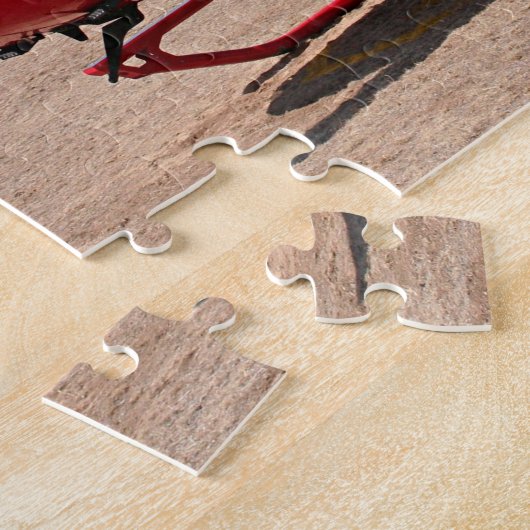 Helicopter, red, aircraft ジグソーパズル (側面)