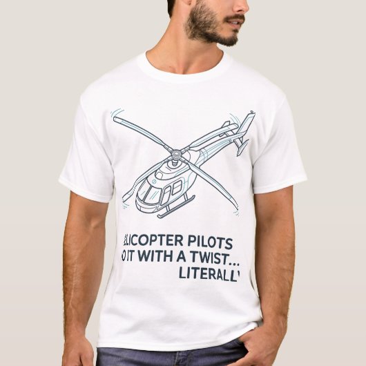 Helicopter Rotor System Blueprint – Pilot Humor Tシャツ (正面)