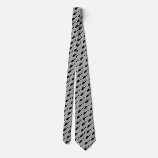 Helicopter Silhouette in Black and Grey ネクタイ (裏面)