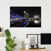 Helix Bridge Singapore River at Night Poster ポスター (ホームオフィス)