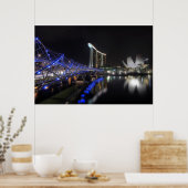 Helix Bridge Singapore River at Night Poster ポスター (キッチン)