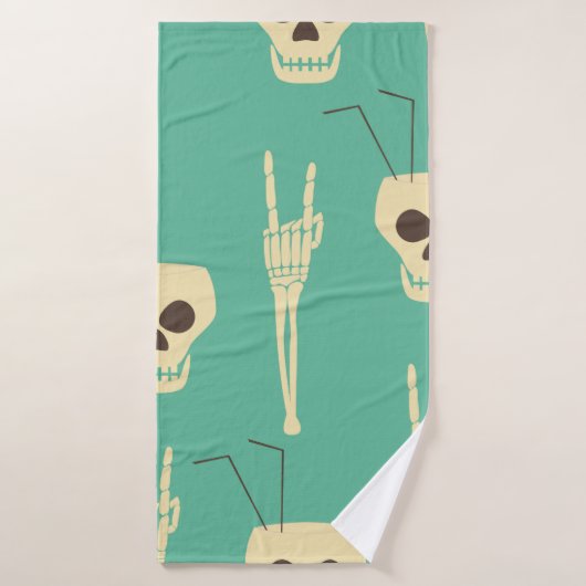 Hell party seamless pattern. Human skulls as goble バスタオル (バスタオル)