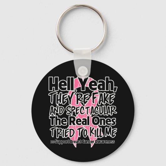 Hell Yey Fakeと壮大 – 乳がん キーホルダー (正面)
