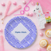 Hellasおよびギリシャ国旗のタイル付き青の個人用設定 ペーパープレート (パーティー)