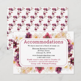 Hellebore Floral Burgundy Wedding Accommodations エンクロージャーカード