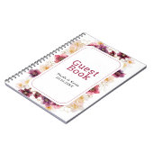 Hellebore Floral Burgundy Wedding Guest Book ノートブック (左側)