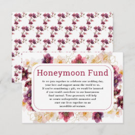 Hellebore Floral Burgundy Wedding Honeymoon Fund エンクロージャーカード