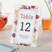 Hellebore Floral Burgundy Wedding Table Number 台座サイン (インサイチュ)