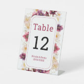 Hellebore Floral Burgundy Wedding Table Number 台座サイン (正面)