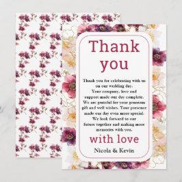 Hellebore Floral Burgundy Wedding Thank You サンキューカード