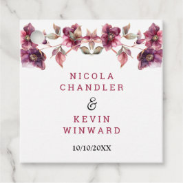 Hellebore Floral Burgundy Wedding Thank You フェイバータグ