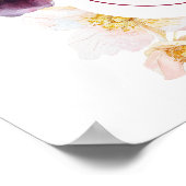 Hellebore Floral Burgundy Wedding Welcome Sign ポスター (角)