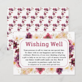 Hellebore Floral Burgundy Wedding Wishing Well エンクロージャーカード