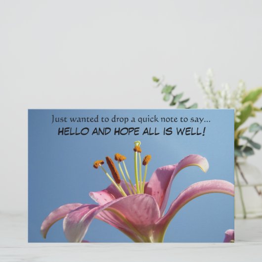 HELLOとHOPEは全て順調だ!ひな形クイックノート 便箋 (スタンド正面)