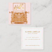 Helloイントロダクションヴィンテージアンティーク金ゴールドタイプライター スクエア名刺 (正面/裏面)