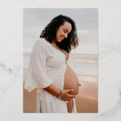 Helloエレガントベビーフォトベビーモダンシャワー金ゴールド 箔招待状 (裏面)