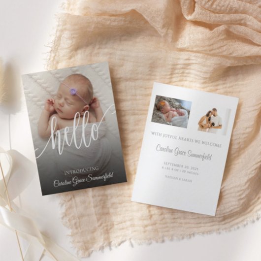 Helloエレガント新生児写真の誕生発表