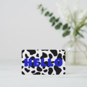 HELLOカウープリント白黒王室の青 名刺 (スタンド正面)