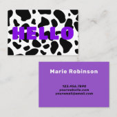 HELLOカウープリント白黒紫 名刺 (正面/裏面)