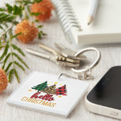 Helloクリスマスレオパード印刷プレイドツリーのキーチェーン キーホルダー (正面右)