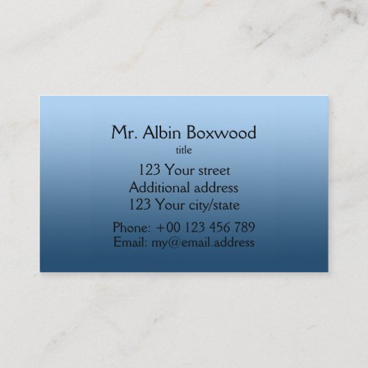 Helloグラデーション1色ブルーとカスタム文字 名刺 (裏面)