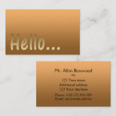 Helloグラデーション1色金ゴールドとカスタム文字 名刺 (正面/裏面)