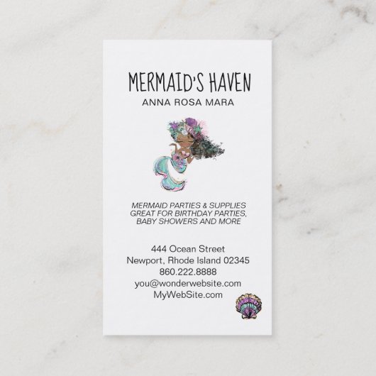 *~* HELLOグリッターきらめくマーメイドウミガメ 名刺 (裏面)