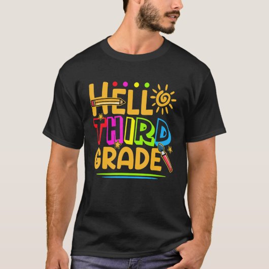 Helloサードグレードシャツおもしろい3年生Back To Scho Tシャツ (正面)