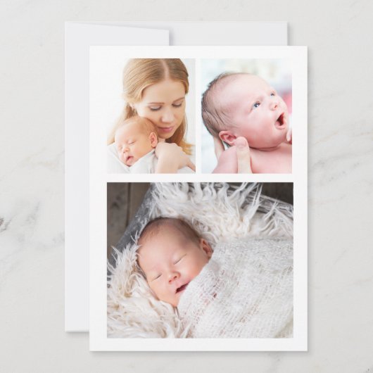 Helloシンプルモダン写真の誕生発表 案内状 (裏面)