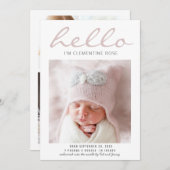 Helloシンプルモダン写真の誕生発表 案内状 (正面/裏面)