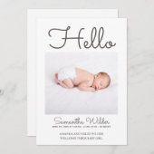 Helloシンプルモダン写真の誕生発表 案内状 (正面/裏面)