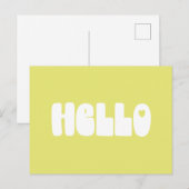 Helloシンプルレトロタイポグラフィ挨拶(黄色) ポストカード (正面/裏面)