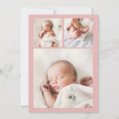 HELLOシンプル数々のピンクモダンフォト誕生 案内状 (裏面)