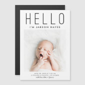 HELLOシンプル誕生発表磁気カード マグネット招待状 (正面/裏面)