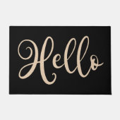 Helloスクリプエレガントト黒ニュートラル淡い茶色 ドアマット (正面)