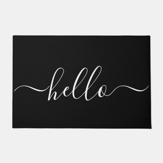 Helloスクリプト白黒モダンドアマット ドアマット (正面)