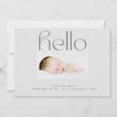 helloスクリプモダントシンプルグレイミニマル誕生 案内状 (正面)