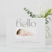 helloスクリプモダントシンプルグレイミニマル誕生 案内状 (スタンド正面)