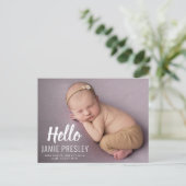 HELLOタイポグラフィ誕生発表葉書 ポストカード (スタンド正面)