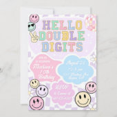 Helloダブルデジット誕生日招待状テンプレート 招待状 (正面)