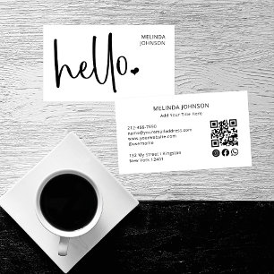 HelloハートホワイトスクリプトQRコードソーシャルメディア 名刺