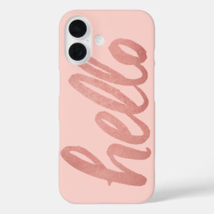 Helloバラ金ゴールドと赤面スクリプモダント iPhone 16ケース