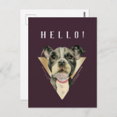 HELLOパープル金ゴールドピットブルパピーウォーター色 ポストカード (正面/裏面)