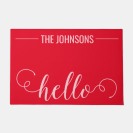 HELLOファパーソナライズされたミリ名ウェルカムマットレッド ドアマット