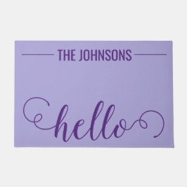 HELLOファパーソナライズされたミリ名ウェルカムマット薄紫 ドアマット