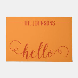 HELLOファミリパーソナライズされた名ウェルカムマットオレンジ ドアマット