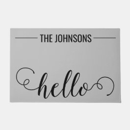 HELLOファミリパーソナライズされた名ウェルカムマットグレー ドアマット