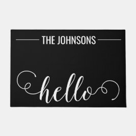 HELLOファミリパーソナライズされた名ウェルカムマットブルー ドアマット