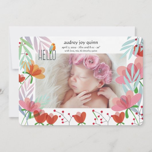 Helloフォトフローラ誕生発表 案内状 (正面)