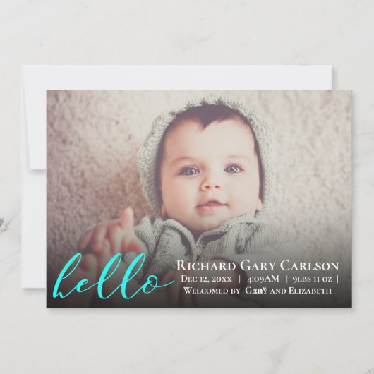 Helloフォトベビー誕生発表 招待状 (正面)